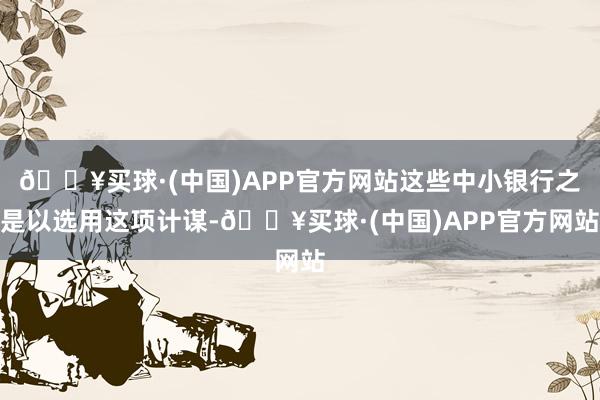 🔥买球·(中国)APP官方网站这些中小银行之是以选用这项计谋-🔥买球·(中国)APP官方网站