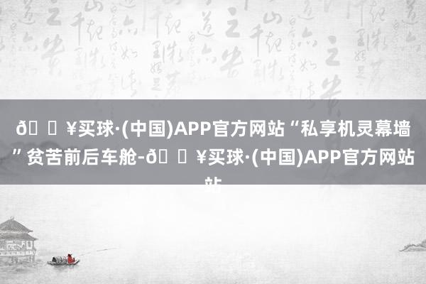 🔥买球·(中国)APP官方网站“私享机灵幕墙”贫苦前后车舱-🔥买球·(中国)APP官方网站