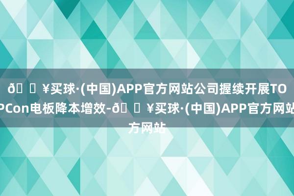 🔥买球·(中国)APP官方网站公司握续开展TOPCon电板降本增效-🔥买球·(中国)APP官方网站