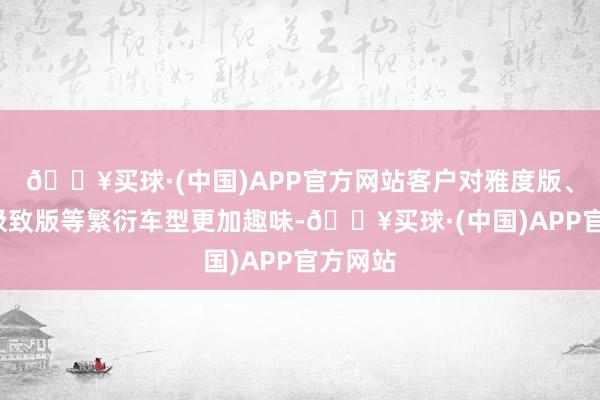 🔥买球·(中国)APP官方网站客户对雅度版、S版、极致版等繁衍车型更加趣味-🔥买球·(中国)APP官方网站