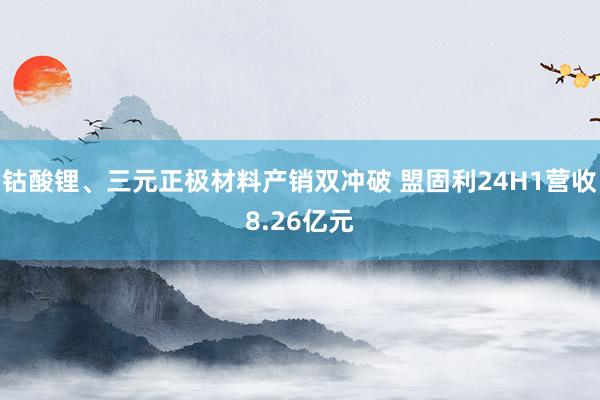 钴酸锂、三元正极材料产销双冲破 盟固利24H1营收8.26亿元