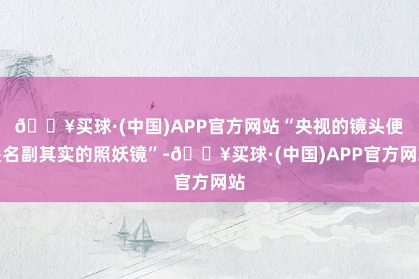 🔥买球·(中国)APP官方网站“央视的镜头便是名副其实的照妖镜”-🔥买球·(中国)APP官方网站